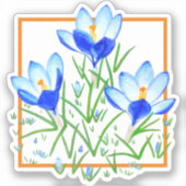 Crocus Flowers Blue en White Custom Cut Stickers (Voorkant)