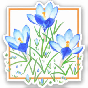 Crocus Flowers Blue en White Custom Cut Stickers
