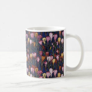 Crocus Flowers in een tuin, Floral Pattern Koffiemok