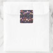 Crocus Flowers in een tuin, Floral Pattern Vierkante Sticker (Tas)