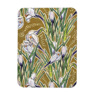 Crocus Flowers Spring Floral Botanical Art Pattern Magneet