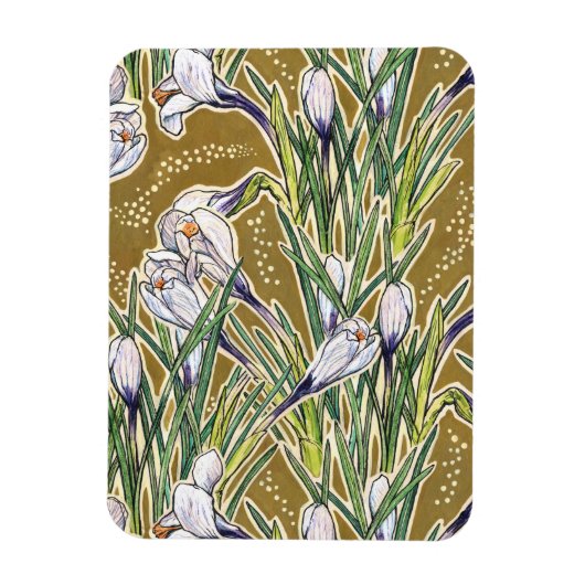 Crocus Flowers Spring Floral Botanical Art Pattern Magneet (Verticaal)
