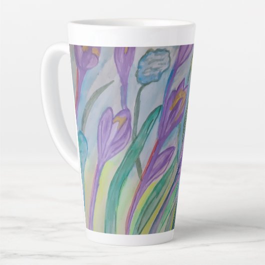 Crocus Latte Mug Abstrait au printemps (Angle gauche)