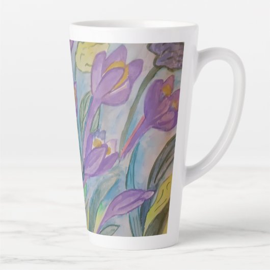 Crocus Latte Mug Abstrait au printemps (Droite)