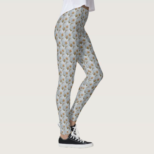 Crocus Leggings Pantalons Fleurs Pâques Blanches (Droite)