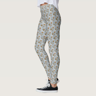 Crocus Leggings Pantalons Fleurs Pâques Blanches