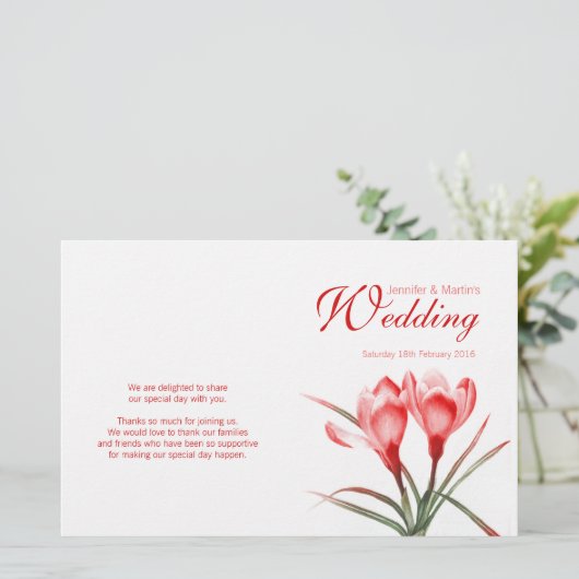 Crocus orange rouge programme de mariage floral (Debout devant)