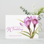 Crocus paars floral bruiloft kaart (Staand voorkant)
