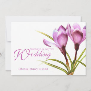 Crocus paars floral bruiloft kaart