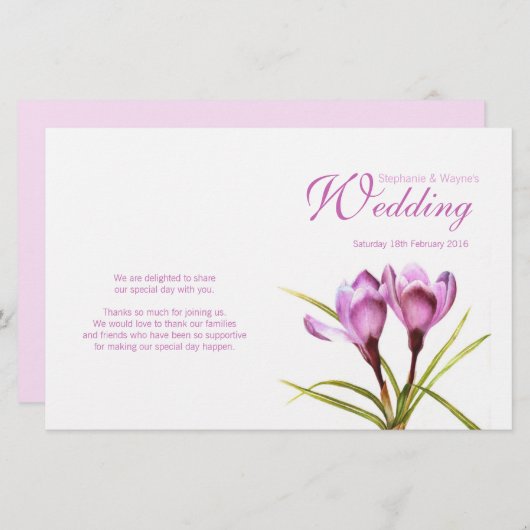 Crocus paarse floral bruiloft (Voorkant / Achterkant)