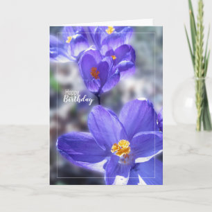 Crocus Purple Flowers Happy Birthday Kaart