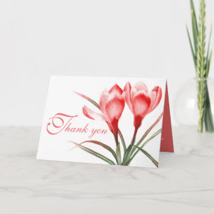 Crocus roze rode trouwkaarten bedankkaart