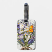 Crocus Spring Flower Botanische Bloemkunst Bagagelabel (Achterkant verticaal)
