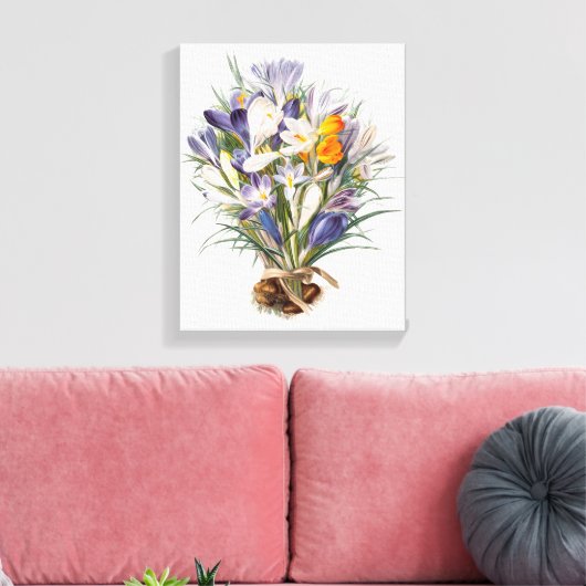 Crocus Spring Flower Botanische Bloemkunst Canvas Afdruk (Insitu (Woonkamer))