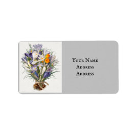 Crocus Spring Flower Botanische Bloemkunst Etiket