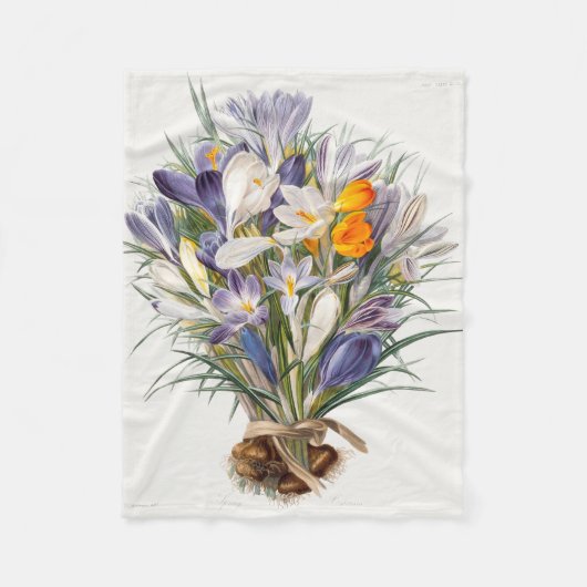 Crocus Spring Flower Botanische Bloemkunst Fleece Deken (Voorkant)