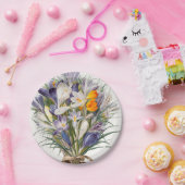 Crocus Spring Flower Botanische Bloemkunst Papieren Bordje (Feest)