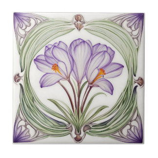 Crocus sur carreaux en céramique de l'Art nouveau