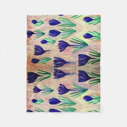 Crocus Waterverf Pattern Fleece Blanket Deken (Voorkant)