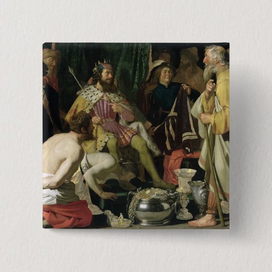 Croesus en Solon, 1624 Vierkante Button 5,1 Cm (Voorkant)