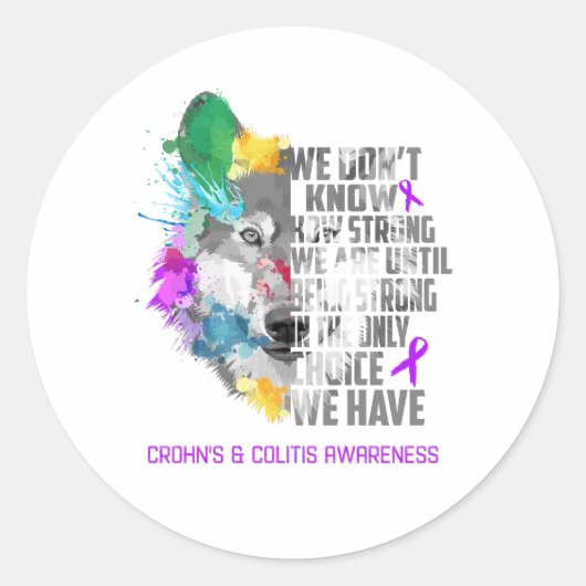 Crohn & Colitis Awareness Ribbon Support Gifts Ronde Sticker (Voorkant)