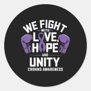 Crohns Bewustzijn Liefde Hoop Eenheid Paarse Ribbo Ronde Sticker