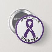 Crohn's Disease Fighter Ribbon White Button (Voorkant /achterkant)