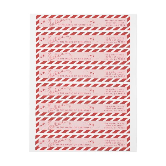 Croire à la magie du Étiquette de adresse de Noël (Feuille)