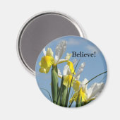 Croire! aimant Jaune Iris Fleurs Blanches (Recto/Verso)