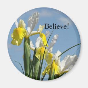Croire! aimant Jaune Iris Fleurs Blanches