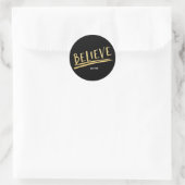 CROIRE Black & Gold Modern Chic Holiday Sticker (Sac)