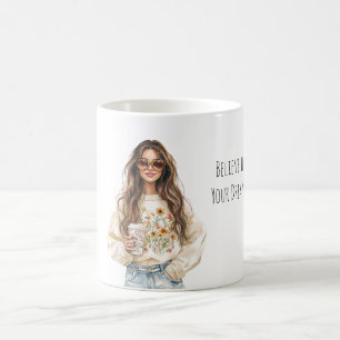 Croire en Fille aux Cheveux Bruns Tasse
