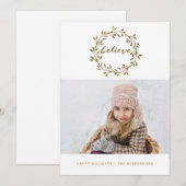 Croire en or | Jolie carte de vacances Wreath (Devant / Derrière)