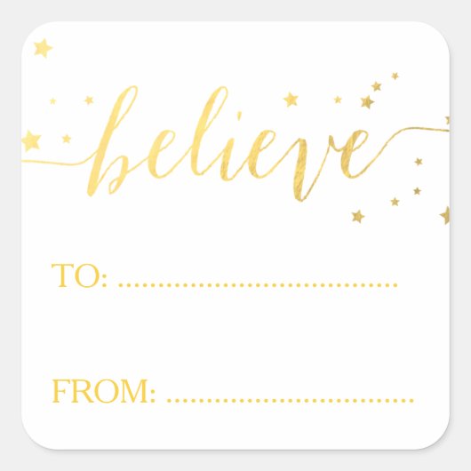 Croire en or main Lettré | Étiquette cadeau de vac (Devant)