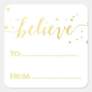 Croire en or main Lettré   Étiquette cadeau de vac