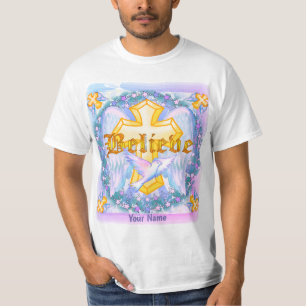 Croire Gold Christian Cross T-shirt