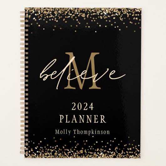 Croire Gold Parties scintillant 2024 Monogramme No (Devant)