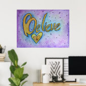 Croire Inspirational Word Art Peinture Impression (Bureau à domicile)