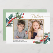 Croire les baies sèches rouges et l'or deux cartes (Devant / Derrière)