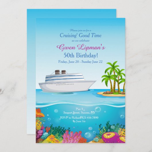 Croisière au Paradis Invitation (Devant / Derrière)