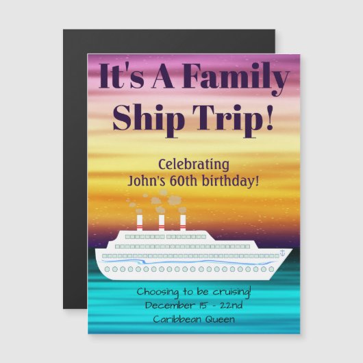 Croisière Bateau Coucher de soleil Magnet de porte (Devant / Derrière)