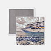 Croisière des Caraïbes - Aimant Carré de 2 pouces (Recto/Verso)