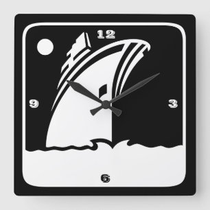 Croisière noire de bateau - rétro horloge murale