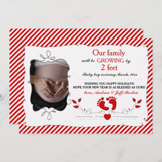 Croissance par 2 pieds Faire-part de grossesse de  (Devant / Derrière)