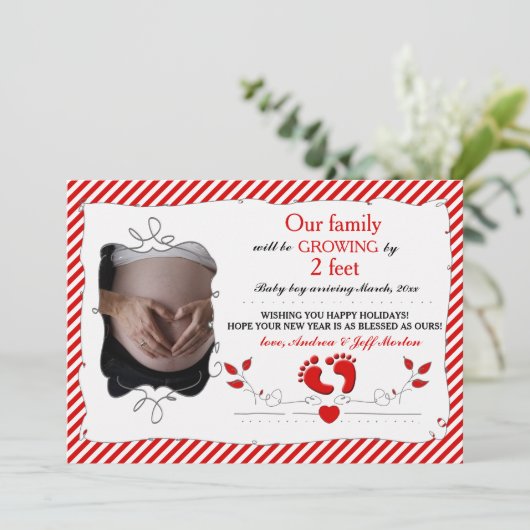 Croissance par 2 pieds Faire-part de grossesse de  (Debout devant)