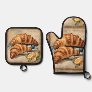 croissant brood bakken gebak chef-kok bakker ovenwant & pannenlap set