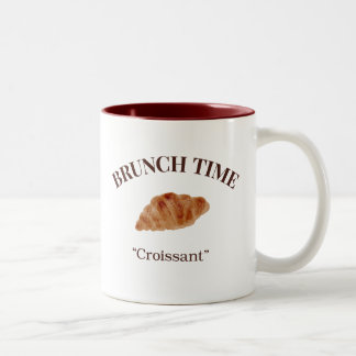 Croissant brunch tijd tweekleurige koffiemok