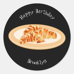 Croissant cartoon illustratie ronde sticker