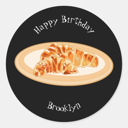 Croissant cartoon illustratie ronde sticker (Voorkant)