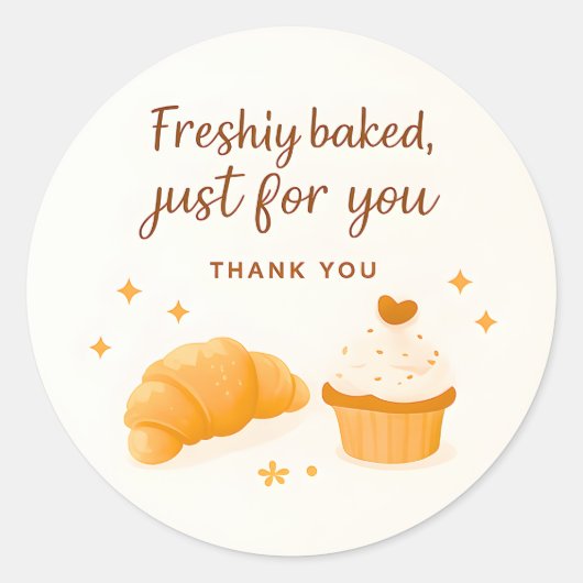 Croissant Cupcake Sparkle Bakery Thank You Sticker (Voorkant)